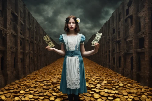 girl with bread-and-butter,conceptual photography,gold bullion,photo manipulation,image manipulation,collapse of money,photomanipulation,windfall,fall of the druise,divination,woman holding pie,digital compositing,bullion,bitcoin mining,coins stacks,photomontage,photoshop manipulation,fortune telling,bitcoins,girl in a historic way,Photography,Documentary Photography,Documentary Photography 29