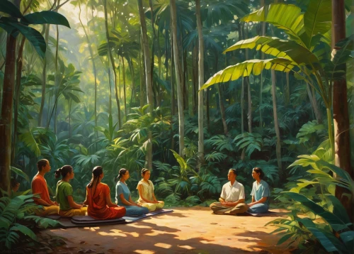 kerala,children studying,oil painting on canvas,vipassana,church painting,oil painting,yogananda guru,oil on canvas,khokhloma painting,cambodia,disciples,indian art,monks,forest workers,happy children playing in the forest,group of people,meditation,devotees,janmastami,palm garden,Illustration,Retro,Retro 09