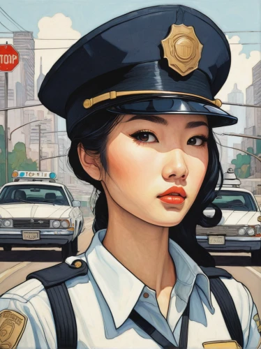 policewoman,police hat,officer,traffic cop,police uniforms,police officer,policeman,police siren,police,cops,police check,police work,criminal police,cop,chinatown,police force,game illustration,chinese background,korea,policia,Illustration,Japanese style,Japanese Style 15