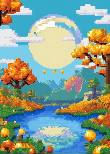 fall landscape,autumn background,autumn landscape,autumn theme,pixel art,autumn forest,autumn mountains,autumn scenery,autumn frame,autumn day,autumn trees,autumn idyll,autumn icon,autumn sky,autumn camper,round autumn frame,autumn sun,golden autumn,landscape background,mushroom landscape,Unique,Pixel,Pixel 02