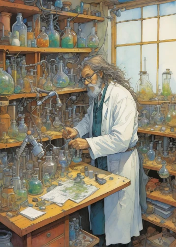 apothecary,chemical laboratory,chemist,laboratory,reagents,laboratory information,laboratory flask,potions,fungal science,natural scientists,biologist,lab,plant pathology,researcher,alchemy,formula lab,scientist,science education,candlemaker,examining,Illustration,Realistic Fantasy,Realistic Fantasy 04