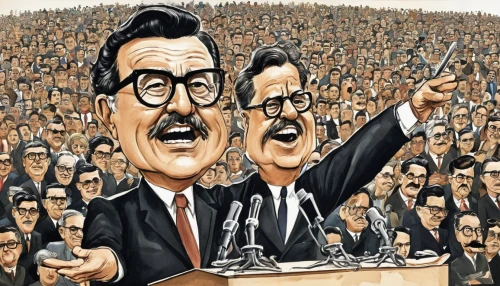 caricature,salvador guillermo allende gossens,bay of pigs,autocracy,spectacle,election,politician,cartoon people,orator,judiciary,groucho marx,mp lafer,mitt,elections,freedom of the press,audience,cartoon,opinion polling,hound dogs,economist,Illustration,Abstract Fantasy,Abstract Fantasy 23