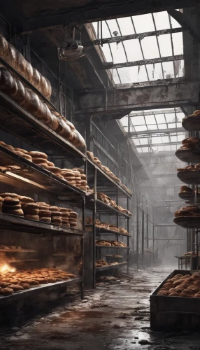 bakery,bakery products,ingots,warehouse,cheese factory,cheese sales,sawmill,flour production,pallets,empty factory,spice market,wooden pallets,fresh bread,industrial hall,foundry,the market,tobacco,steel mill,breads,abandoned factory,Conceptual Art,Fantasy,Fantasy 33