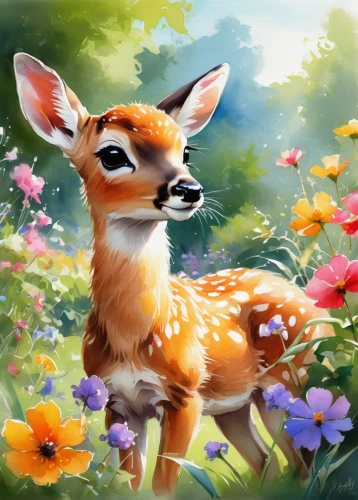 fawn,deer illustration,springtime background,fawns,flower animal,young-deer,bambi,young deer,baby deer,spring background,deer,flower painting,deer drawing,deer-with-fawn,fauna,deer in tears,spring nature,european deer,dotted deer,forest animal,Conceptual Art,Oil color,Oil Color 03