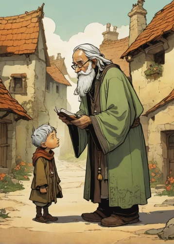 old couple,grandparents,grandpa,grandfather,old age,monks,villagers,old man,geppetto,hobbit,old woman,grandparent,pilgrims,nanny,father with child,gandalf,dwarf sundheim,grandmother,grandma,coloring,Illustration,Children,Children 04