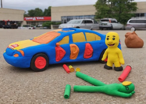 cartoon car,woody car,play-doh,children toys,children's toys,car hop,yellow car,toy vehicle,toy,e85,plastic toy,car model,amarillo,toy car,child's toy,kachim,kachoen,vintage toys,car sculpture,play doh,Unique,3D,Clay