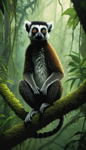 tamarin,lemur,madagascar,ring-tailed,sifaka,lemurs,anthropomorphized animals,north american raccoon,slow loris,ring tailed lemur,pygmy sloth,tree sloth,gibbon 5,loris,rwanda,forest animal,indri,gibbon,uganda,mouse lemur,Illustration,Paper based,Paper Based 18