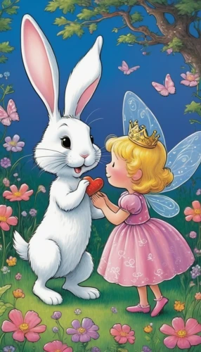 children's fairy tale,bunny on flower,alice in wonderland,white rabbit,white bunny,rabbits and hares,easter rabbits,little bunny,cottontail,cute cartoon image,easter card,fairy tale,bunny,easter theme,fairy tale character,easter bunny,rabbits,bunnies,children's background,little rabbit,Illustration,Children,Children 05