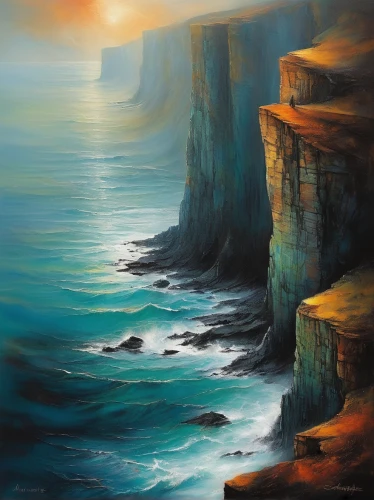 cliffs ocean,sea stack,sea landscape,seascape,coastal landscape,seascapes,cliffs,sea caves,navajo bay,coastal and oceanic landforms,the twelve apostles,landscape with sea,fantasy landscape,cliff coast,twelve apostles,the cliffs,rocky coast,cliff top,world digital painting,an island far away landscape,Conceptual Art,Daily,Daily 32