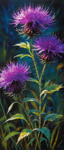 purple thistle,new england aster,card thistle,european marsh thistle,spear thistle,new york aster,thistle,creeping thistle,smooth aster,ball thistle,china aster,echinacea purpurea,purple chrysanthemum,southern grove thistle,knapweed,distaff thistles,aster tongolensis,purple coneflower,asters,liatris spicata,Illustration,Realistic Fantasy,Realistic Fantasy 32