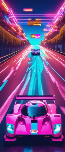 3d car wallpaper,racing road,mobile video game vector background,car race,sports car racing,neon arrows,racing video game,raceway,car racing,light track,lemans,automobile racer,le mans,ultima gtr,pink vector,street racing,retro background,auto race,cartoon video game background,ford gt 2020,Conceptual Art,Sci-Fi,Sci-Fi 28