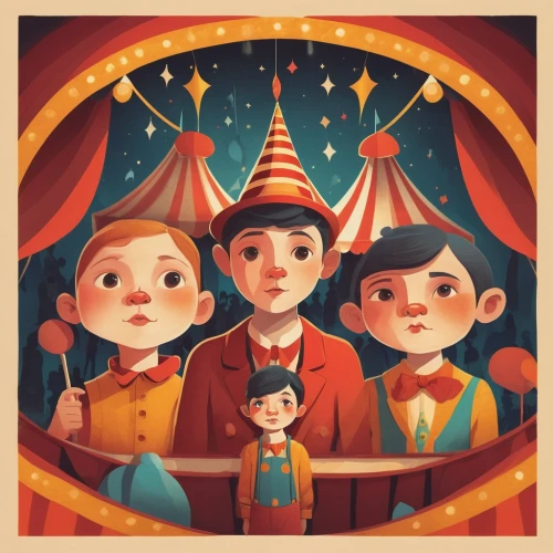 kids illustration,circus,circus tent,circus show,big top,puppet theatre,cirque,pinocchio,vintage children,carousel,game illustration,circus animal,carnival tent,marionette,circus wagons,little people,fairground,ringmaster,halloween illustration,fairytale characters,Illustration,Vector,Vector 05