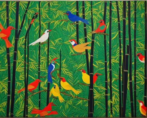 bird painting,birds on branch,birds on a branch,tropical birds,flock of birds,colorful birds,migratory birds,birds in flight,wild birds,birds singing,ornithology,the birds,group of birds,flying birds,birds flying,bird pattern,bird migration,toucans,birds on a wire,forest animals,Conceptual Art,Daily,Daily 26