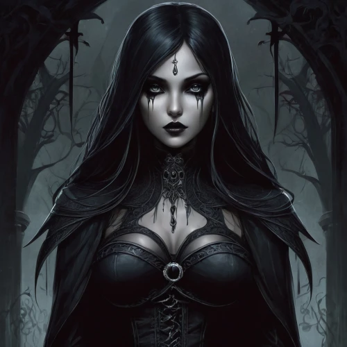 gothic woman,gothic portrait,dark gothic mood,goth woman,gothic style,gothic,gothic fashion,dark elf,vampire woman,vampire lady,gothic dress,dark angel,the enchantress,sorceress,dark art,black raven,crow queen,raven girl,goth,raven,Conceptual Art,Fantasy,Fantasy 34