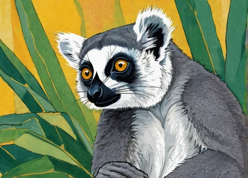 ring tailed lemur,lemur,ring-tailed,sifaka,lemurs,madagascar,tamarin,cercopithecus neglectus,colobus,marsupial,gibbon 5,gibbon,slow loris,belize zoo,indri,koala,bradypus pygmaeus,guenon,philomachus pugnax,mayotte,Art,Artistic Painting,Artistic Painting 05