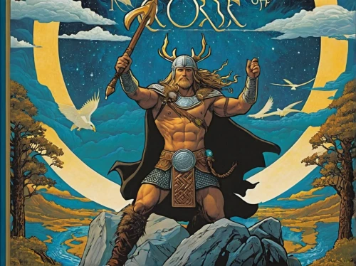 norse,heroic fantasy,viking,odin,thor,bordafjordur,god of thunder,poseidon,northrend,minotaur,cover,loki,pagan,book cover,vikings,tarot,nördlinger ries,king arthur,horn of amaltheia,dane axe,Conceptual Art,Fantasy,Fantasy 07