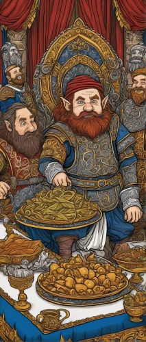 dwarves,the order of cistercians,cossacks,meticulous painting,russian folk style,detail shot,the emperor's mustache,heraldry,middle ages,dwarfs,vestment,the middle ages,frame border illustration,thrones,dwarf sundheim,genghis khan,heraldic,orders of the russian empire,theater curtain,three kings,Illustration,Black and White,Black and White 14