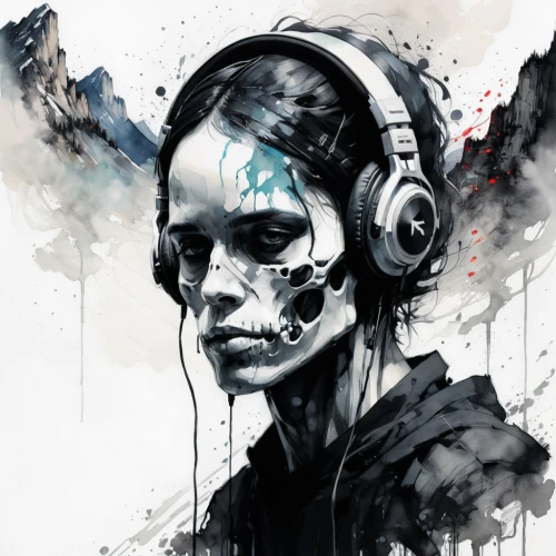 music player,scull,music,audio player,skull drawing,listening to music,audiophile,respirator,headphone,music background,skull mask,corroded,electronic music,skull allover,echo,headphones,musicplayer,mute,earphone,headsets,Illustration,Paper based,Paper Based 20