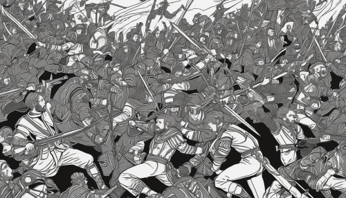 shield infantry,skirmish,historical battle,battle,mono line art,swordsmen,the army,office line art,heroic fantasy,crowded,charge,the war,mono-line line art,clash,fighting poses,the storm of the invasion,war,swarm,knight festival,assault,Illustration,Black and White,Black and White 20