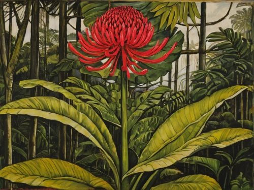 david bates,ensete,torch ginger,protea,illustration of the flowers,tropical bloom,pitahaja,flower illustration,giant protea,cuba flower,jack-in-the-pulpit,tropical flowers,anthurium,botanical print,oleaceae,banana flower,botanical,vintage botanical,gymea lily,exotic plants,Art,Artistic Painting,Artistic Painting 01