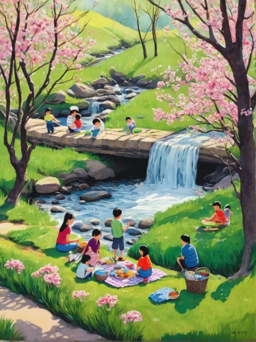 cherry blossom festival,picnic,the cherry blossoms,cherry trees,japanese cherry trees,still life of spring,springtime background,takato cherry blossoms,spring greeting,sakura trees,spring in japan,spring blossoms,flower painting,in the spring,spring garden,springtime,people fishing,sake gardens,spring pancake,brook landscape,Conceptual Art,Daily,Daily 10