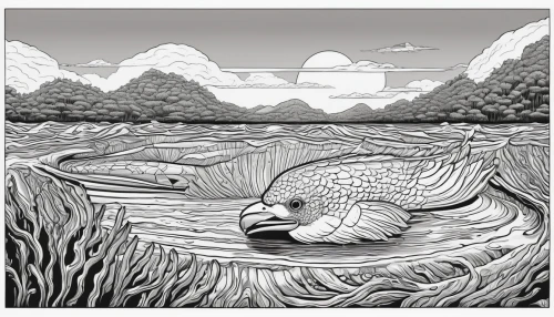gray seal,coypu,nutria,swampy landscape,sea otter,north american river otter,otters,book illustration,otter,ripples,muskrat,floodplain,baltic gray seal,aquatic mammal,marine mammal,northern pike,nutria-young,moray,electric eel,duck on the water,Illustration,Black and White,Black and White 18