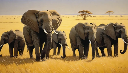 african elephants,elephant herd,african elephant,african bush elephant,elephants,cartoon elephants,elephantine,elephant tusks,elephants and mammoths,serengeti,tsavo,etosha,elephant camp,tusks,pachyderm,watering hole,wildlife,namibia,elephant,baby elephants,Illustration,Japanese style,Japanese Style 21