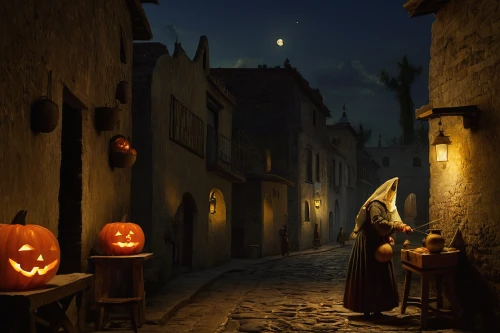 medieval street,halloween scene,trick-or-treat,calabaza,halloween and horror,halloween background,pumpkin autumn,pumpkin lantern,jack-o'-lanterns,retro halloween,trick or treat,halloweenkuerbis,halloween night,jack o'lantern,jack-o-lanterns,halloween owls,human halloween,halloween wallpaper,halloween ghosts,angel lanterns,Art,Classical Oil Painting,Classical Oil Painting 07
