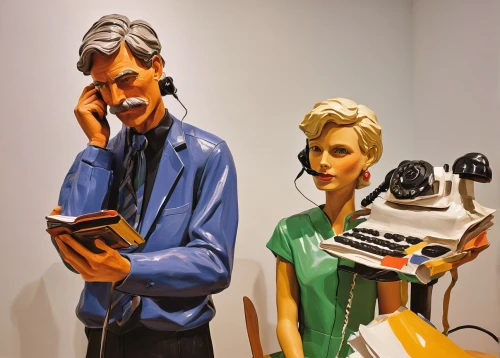 plastic arts,man with a computer,typewriting,artist's mannequin,the model of the notebook,book electronic,caricaturist,sculptor ed elliott,vintage man and woman,bookend,readers,telephony,e-book readers,pop art people,telephone operator,sewing notions,radio-controlled toy,designer dolls,two-way radio,plastic model,Unique,3D,Modern Sculpture