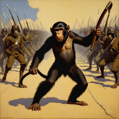 monkey soldier,war monkey,barbary monkey,monkey gang,monkeys band,great apes,the monkey,chimpanzee,monkey island,monkey,ape,chimp,monkey family,monkeys,primate,monkey wrench,primates,game illustration,gorilla soldier,barbary ape,Art,Classical Oil Painting,Classical Oil Painting 14