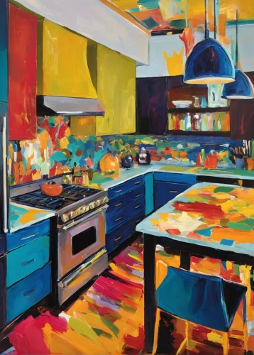 the kitchen,kitchen,big kitchen,girl in the kitchen,kitchen counter,kitchen interior,kitchen table,chefs kitchen,mess in the kitchen,kitchen stove,kitchen work,tile kitchen,star kitchen,kitchenette,kitchen design,kitchen cabinet,stove top,kitchen block,modern kitchen,knife kitchen,Conceptual Art,Oil color,Oil Color 20