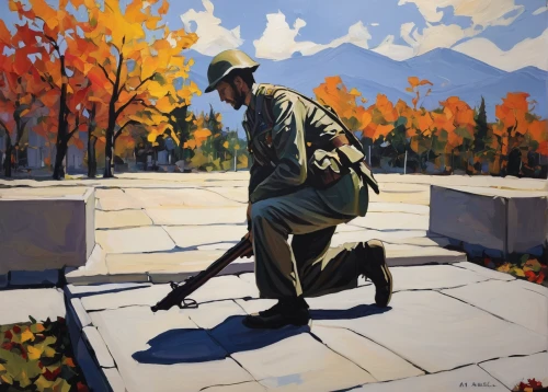 unknown soldier,remembrance day,vietnam soldier's memorial,vietnam veteran,tomb of the unknown soldier,marine corps memorial,tomb of unknown soldier,anzac,rifleman,man on a bench,soldier,lest we forget,anzac day,veteran's day,man with saxophone,veterans day,red army rifleman,infantry,painting technique,ranger,Conceptual Art,Oil color,Oil Color 08