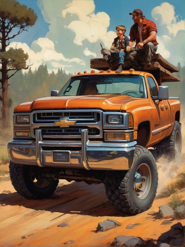 jeep wagoneer,pickup-truck,ford truck,pickup truck,tow truck,dodge dakota,dodge ram rumble bee,rust truck,american frontier,station wagon-station wagon,ford ranger,pickup trucks,ford cargo,western riding,wagons,truck bed part,truck stop,ford expedition,dodge power wagon,land vehicle,Conceptual Art,Oil color,Oil Color 04