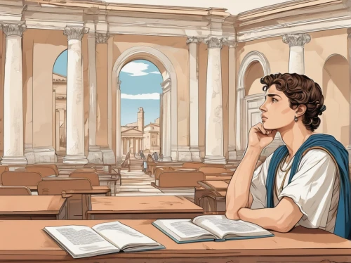 school of athens,justitia,study,celsus library,scholar,classical antiquity,ancient rome,athenian,girl studying,studies,rome 2,sci fiction illustration,pantheon,tutor,academic,book illustration,marble collegiate,coloring,tutoring,neoclassic,Conceptual Art,Fantasy,Fantasy 23