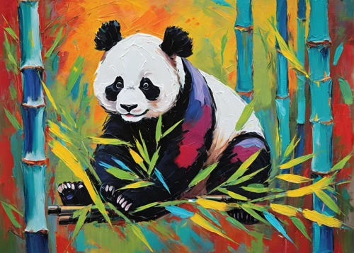 chinese panda,panda,panda bear,bamboo,pandas,pandabear,giant panda,hanging panda,little panda,bamboo plants,panda cub,bamboo forest,bamboo frame,hawaii bamboo,baby panda,kawaii panda,bamboo flute,bamboo shoot,endangered,panda face,Conceptual Art,Oil color,Oil Color 20