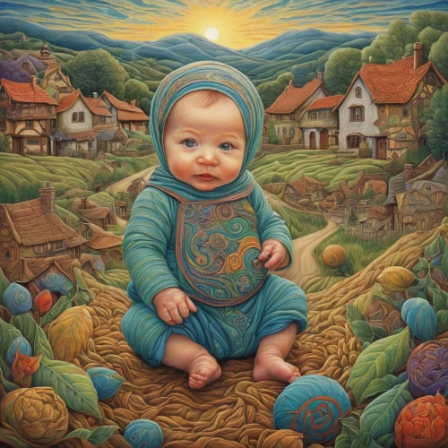 infant,oil painting on canvas,child portrait,pumpkin patch,oil painting,organic egg,newborn,children's background,matrioshka,painted eggs,fertility,painting easter egg,room newborn,girl picking apples,harvest festival,vegetables landscape,oil on canvas,khokhloma painting,girl with bread-and-butter,village baby,Illustration,Realistic Fantasy,Realistic Fantasy 41