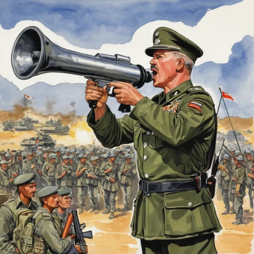 patrol,vuvuzela,red army rifleman,cavalry trumpet,megaphone,bullhorn,blowing horn,pla,french foreign legion,electric megaphone,troop,handheld electric megaphone,flag staff,artillery,fanfare horn,general,trumpet folyondár,defense,military organization,seidenmohn,Illustration,Paper based,Paper Based 10