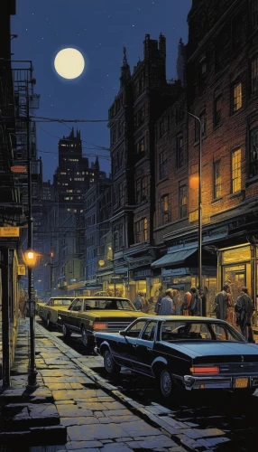 night scene,blind alley,evening atmosphere,street lights,gas lamp,nighttime,chinatown,street lamps,street scene,vanishing point,streetcar,nocturnes,evening city,lamplighter,before dawn,slums,city at night,manhattan,nite owl,steve medlin,Conceptual Art,Daily,Daily 09