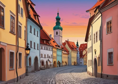 mikulov,český krumlov,rothenburg,sibiu,luneburg,czech budejovice,regensburg,torgau,poland,tallinn,nikolaiviertel,krumlov,erfurt,brno,bamberg,transylvania,prague,eastern europe,vilnius,sighisoara,Illustration,Japanese style,Japanese Style 07