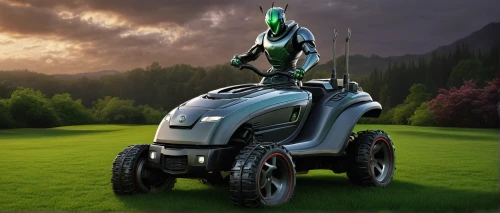 lawn mower robot,atv,compact sport utility vehicle,subaru rex,all-terrain vehicle,electric golf cart,vector w8,sports utility vehicle,mk indy,new vehicle,e-scooter,sport utility vehicle,kite buggy,all-terrain,hybrid electric vehicle,quad bike,off-road vehicle,all terrain vehicle,riding mower,mobility scooter,Conceptual Art,Fantasy,Fantasy 30