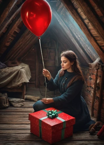 red balloon,brunette with gift,red gift,little girl with balloons,a gift,photo manipulation,red balloons,christmas messenger,photoshop manipulation,conceptual photography,the gifts,presents,christmas woman,blonde girl with christmas gift,opening presents,gift loop,gifts,christmas picture,valentine balloons,gift wrapping,Photography,Documentary Photography,Documentary Photography 32