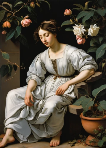 bouguereau,artemisia,girl in the garden,girl picking flowers,bougereau,woman eating apple,woman holding pie,girl with cloth,girl picking apples,narcissus of the poets,girl in a wreath,cepora judith,girl with cereal bowl,flora,girl in flowers,jasmin-solanum,girl in cloth,woman at the well,dornodo,magnolia,Art,Classical Oil Painting,Classical Oil Painting 05