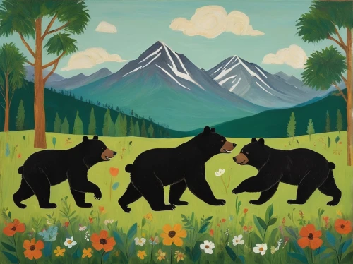 brown bears,black bears,the bears,bears,grizzlies,bear cubs,bear kamchatka,forest animals,woodland animals,grizzly bear,great bear,animals hunting,nordic bear,mountain meadow,bear guardian,brown bear,bear,buffaloberries,wild meadow,alpine meadow,Art,Artistic Painting,Artistic Painting 25