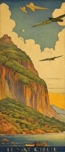 coastal landscape,landscape with sea,travel poster,beach landscape,chalk cliff,panoramic landscape,gower,escarpment,sea landscape,cliff coast,navajo bay,matruschka,mountain and sea,1926,1929,1925,landscape,orange bay,cliff top,lake baikal,Illustration,Retro,Retro 19