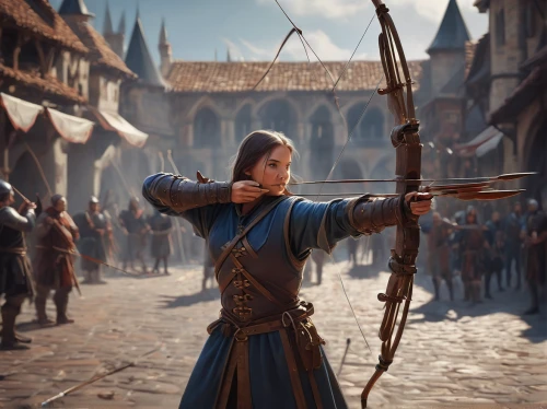 joan of arc,swordswoman,longbow,bow and arrows,female warrior,bows and arrows,bow and arrow,massively multiplayer online role-playing game,musketeer,archery,huntress,quarterstaff,accolade,medieval,puy du fou,javelin,sterntaler,the pied piper of hamelin,warrior woman,girl in a historic way,Conceptual Art,Fantasy,Fantasy 01