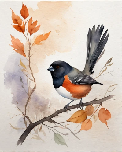 towhee,bull finch,bird painting,eurasian bullfinch,daurian redstart,redstart,bird illustration,flower and bird illustration,flame robin,watercolour red robin,bullfinch,junco,eastern towhee,watercolor bird,bird robin,american robin,rufous,song bird,robin redbreast,dark-eyed junco,Illustration,Paper based,Paper Based 25