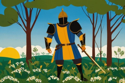 aa,defense,paladin,aaa,knight armor,patrols,knight tent,cleanup,knight,beekeeper,knight festival,the wanderer,patrol,lone warrior,the order of the fields,vector art,daffodil field,yellow background,defender,samurai,Illustration,Vector,Vector 13