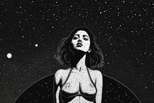 stargazing,constellations,universe,cosmic,queen of the night,perseid,astral,the night sky,outer space,starry sky,dr. manhattan,the stars,the universe,sidonia,scene cosmic,astral traveler,digital illustration,space,celestial body,sci fiction illustration,Illustration,Black and White,Black and White 16