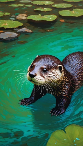 north american river otter,polecat,otter,sea otter,otters,aquatic mammal,mustelidae,otter baby,mustelid,oil painting,sea lion,surface tension,otterbaby,a young sea lion,oil painting on canvas,oil paint,marine mammal,oil on canvas,steller sea lion,muskrat,Art,Classical Oil Painting,Classical Oil Painting 30