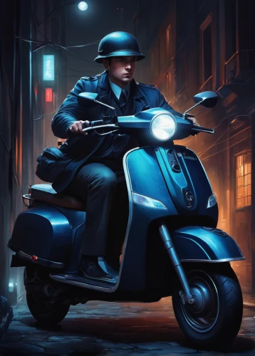 a motorcycle police officer,piaggio,black motorcycle,piaggio ciao,vespa,moped,motorbike,motorcycle,e-scooter,electric scooter,policeman,scooter,polish police,traffic cop,scooter riding,carabinieri,motorcycles,motor-bike,courier driver,heavy motorcycle,Illustration,Realistic Fantasy,Realistic Fantasy 15